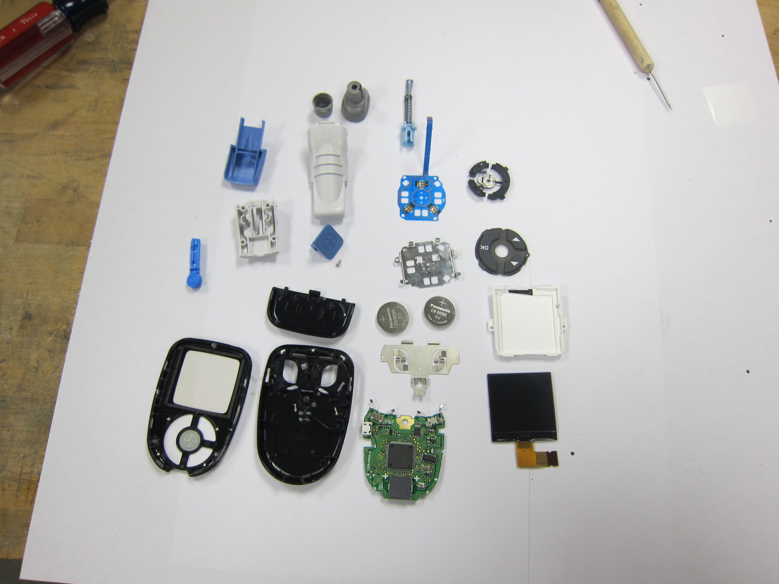 disassembled blood glucose meter