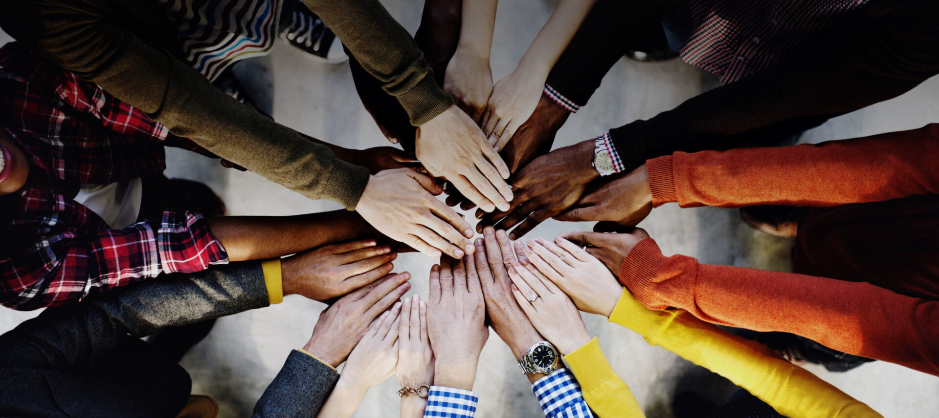 Team hands in a huddle