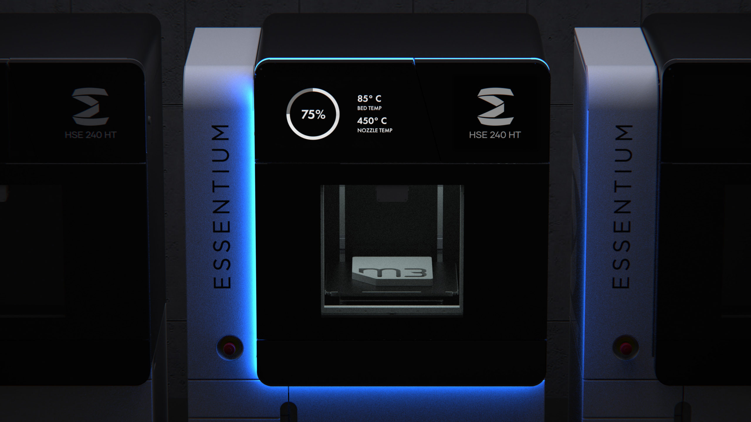 hse240 printing an M3 logo