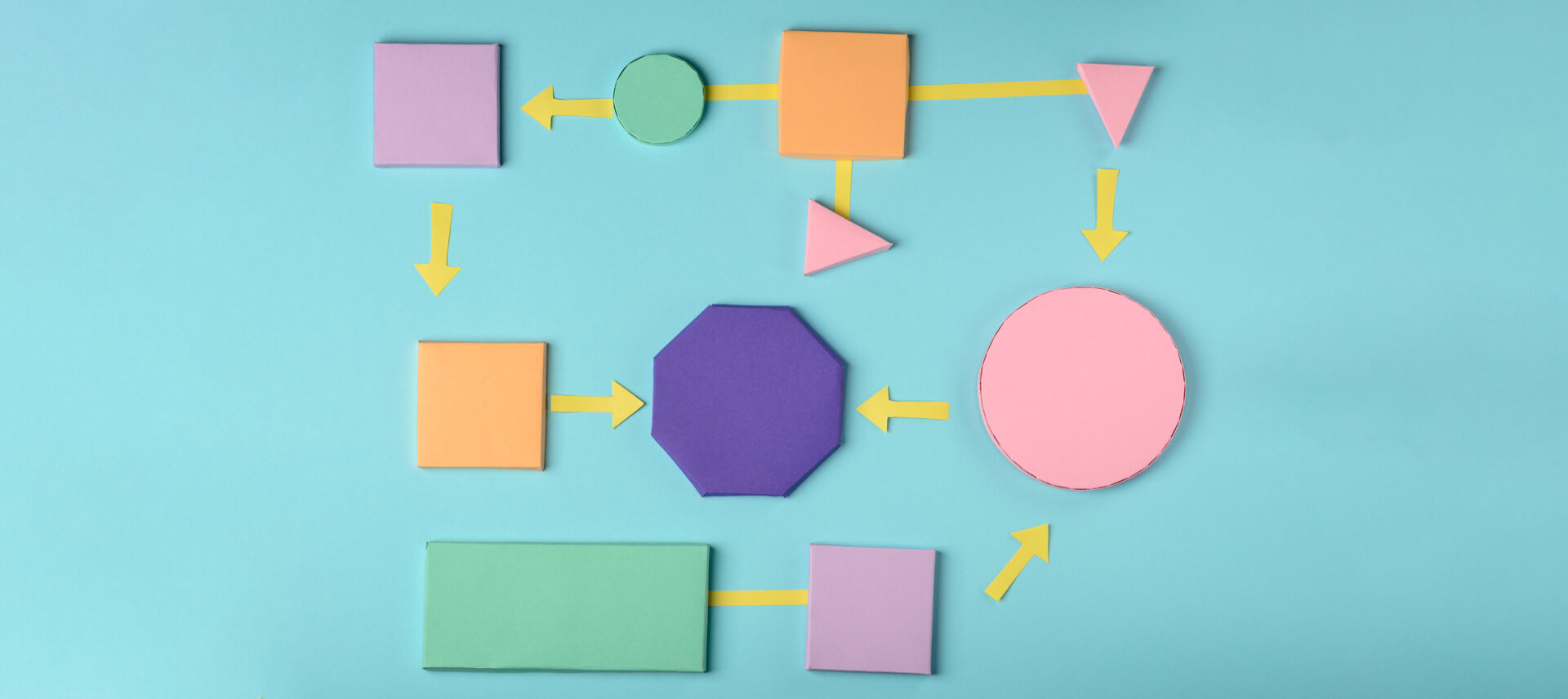 colored shapes in a flowchart pattern