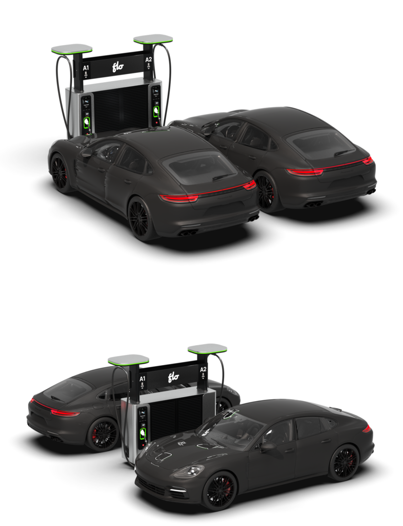 2 cars sharing a charging station