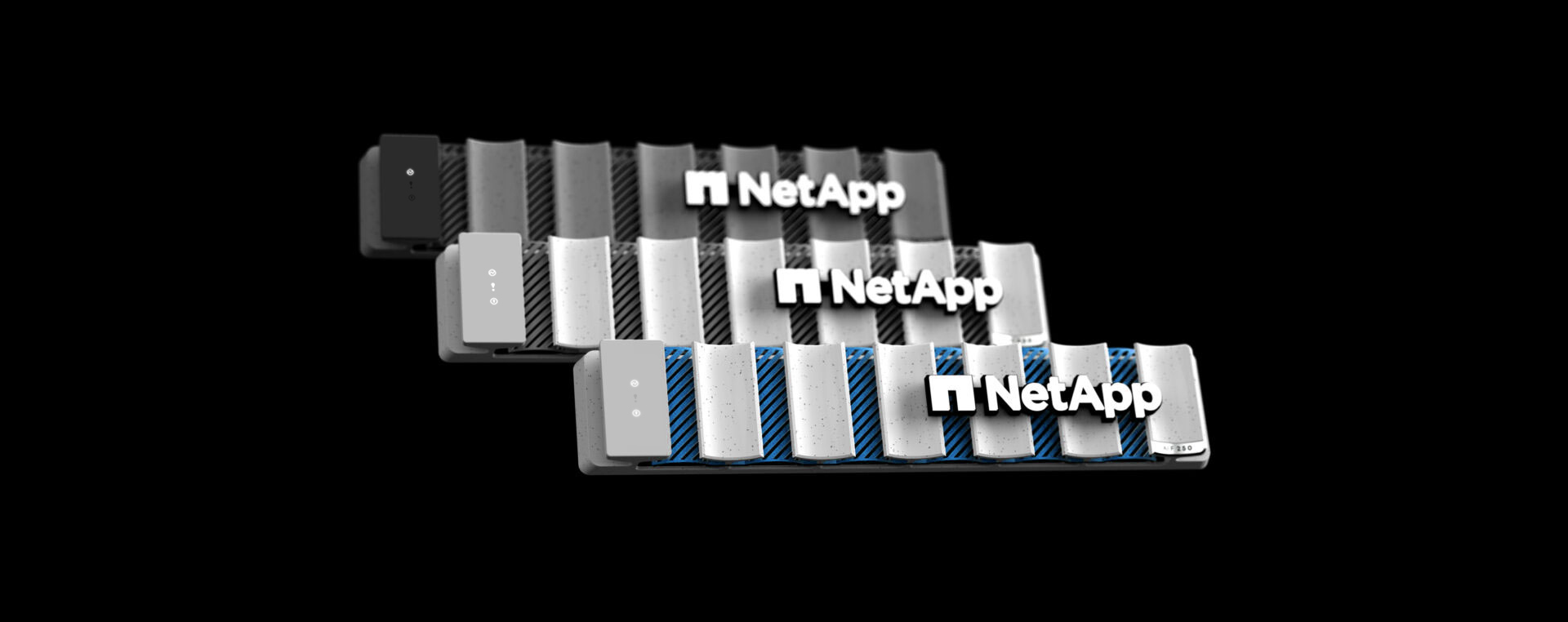 3 bezels with netapp logos