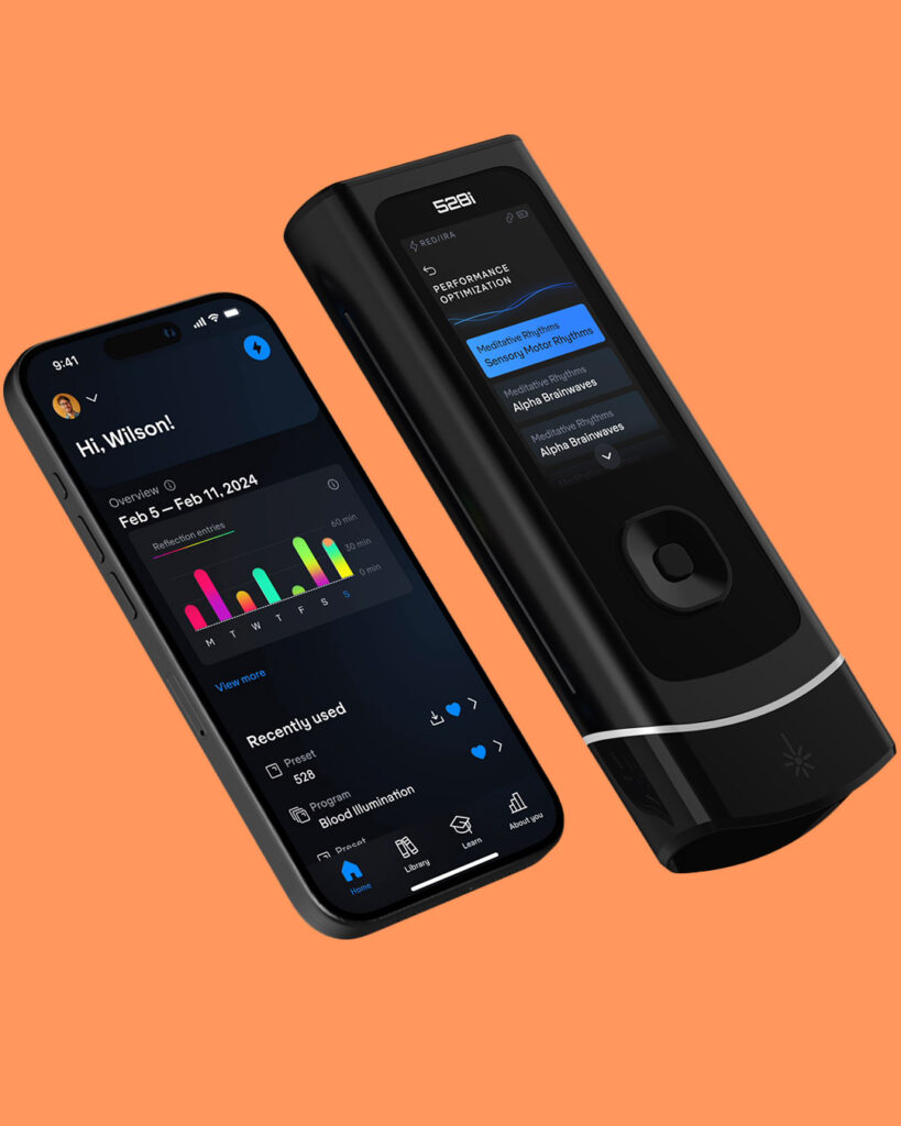 5i series next to iPhone showing 528 app