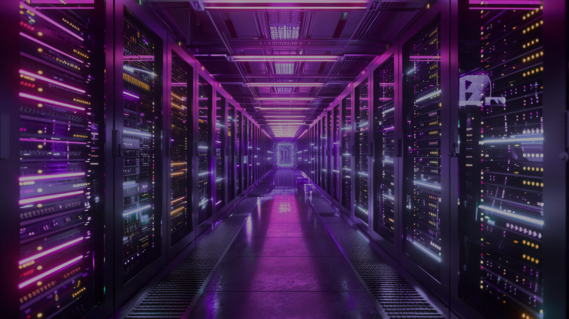 data center in purple light